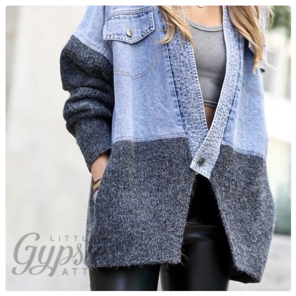 Stand Out One Button Denim Jacket - Picture 6 of 8